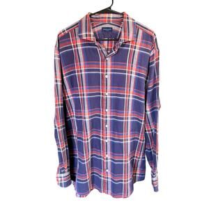 Proper Cloth Japanese Vintage Navy and Red Plaid Men's Dress Shirt 2Xl XXL
